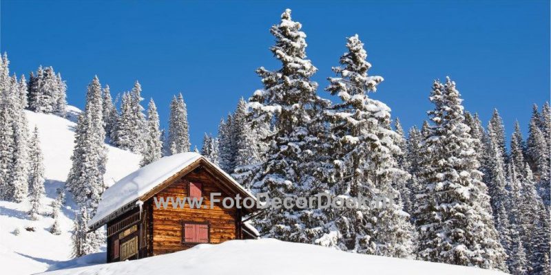 402 Blokhutje_sneeuw 8x4 | Fotodoek | Highdisc