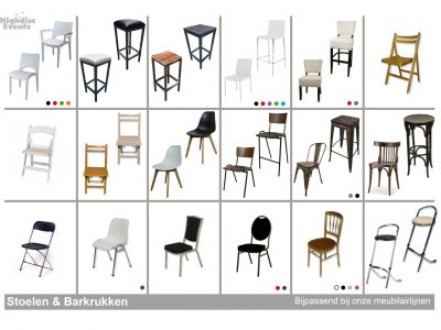 Stoelen | Krukken | Schema | Meubilair | Verhuur | Huren | Highdisc