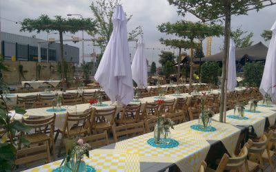 Festival | Buiten | Tuin | Outdoor | Dinertafel | EcoWood | Statafel | Decoratie | Tent | Highdisc