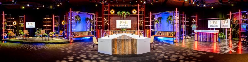 Studio | 1931 | Talkshow tafel | Balie | Huiselijk | LED Strips | Licht | Geluid | Beeld | Decoratie | Highdisc